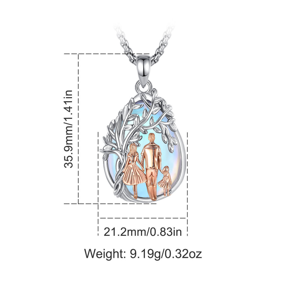 Merryshine Jewelry Three-Person Family Tree of Life Teardrop Pendant