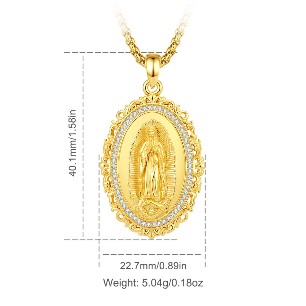 Merryshine Jewelry Double-Sided Our Lady of Guadalupe Oval Pendant