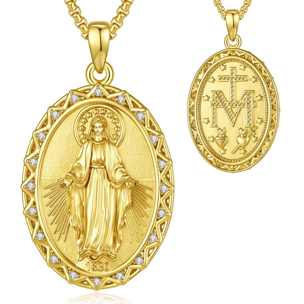 Merryshine Jewelry Miraculous Virgin Oval Medallion Pendant