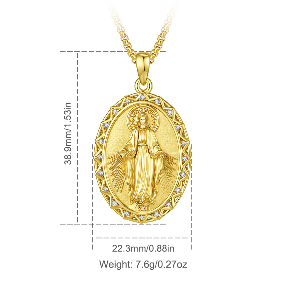 Merryshine Jewelry Miraculous Virgin Oval Medallion Pendant