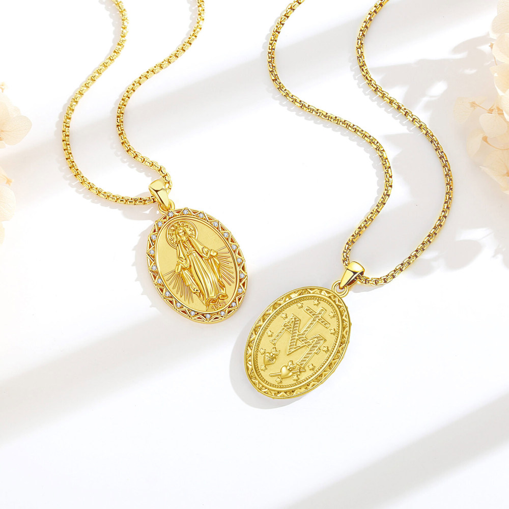 Merryshine Jewelry Miraculous Virgin Oval Medallion Pendant