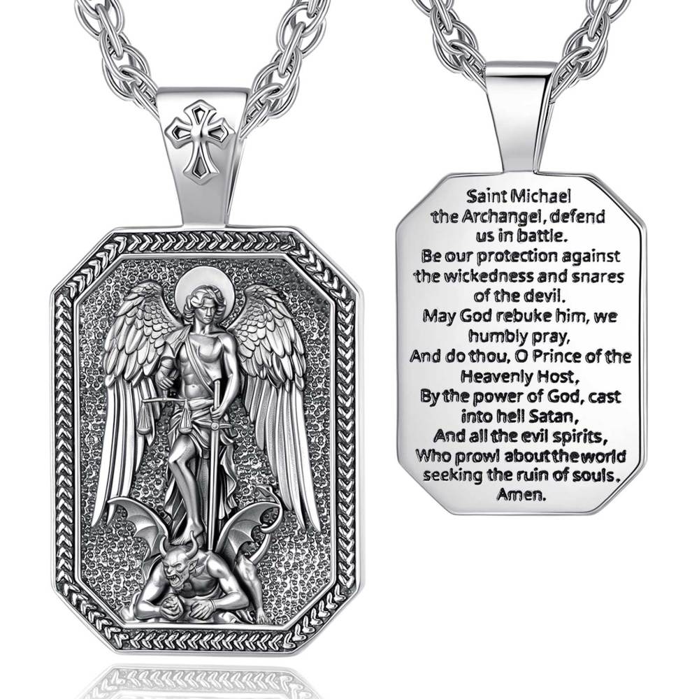 Merryshine Jewelry Octagonal St.Michael Archangel Prayer Pendant