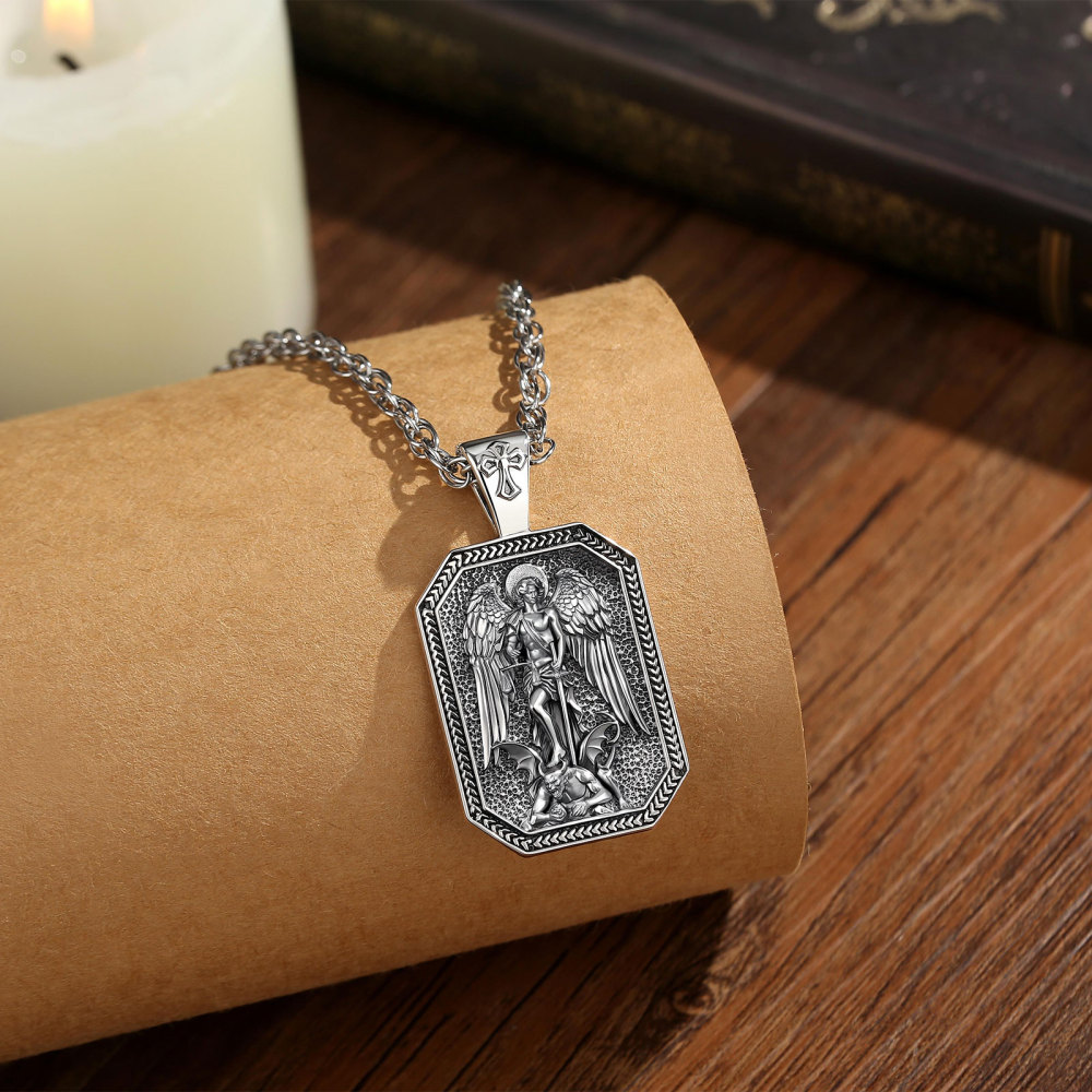 Merryshine Jewelry Octagonal St.Michael Archangel Prayer Pendant