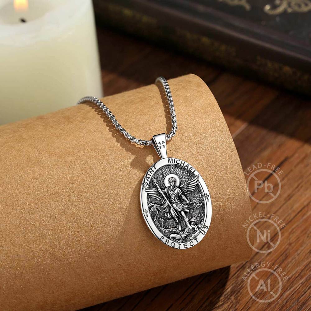 Merryshine Jewelry Oval St.Michael Archangel Faith Pendant