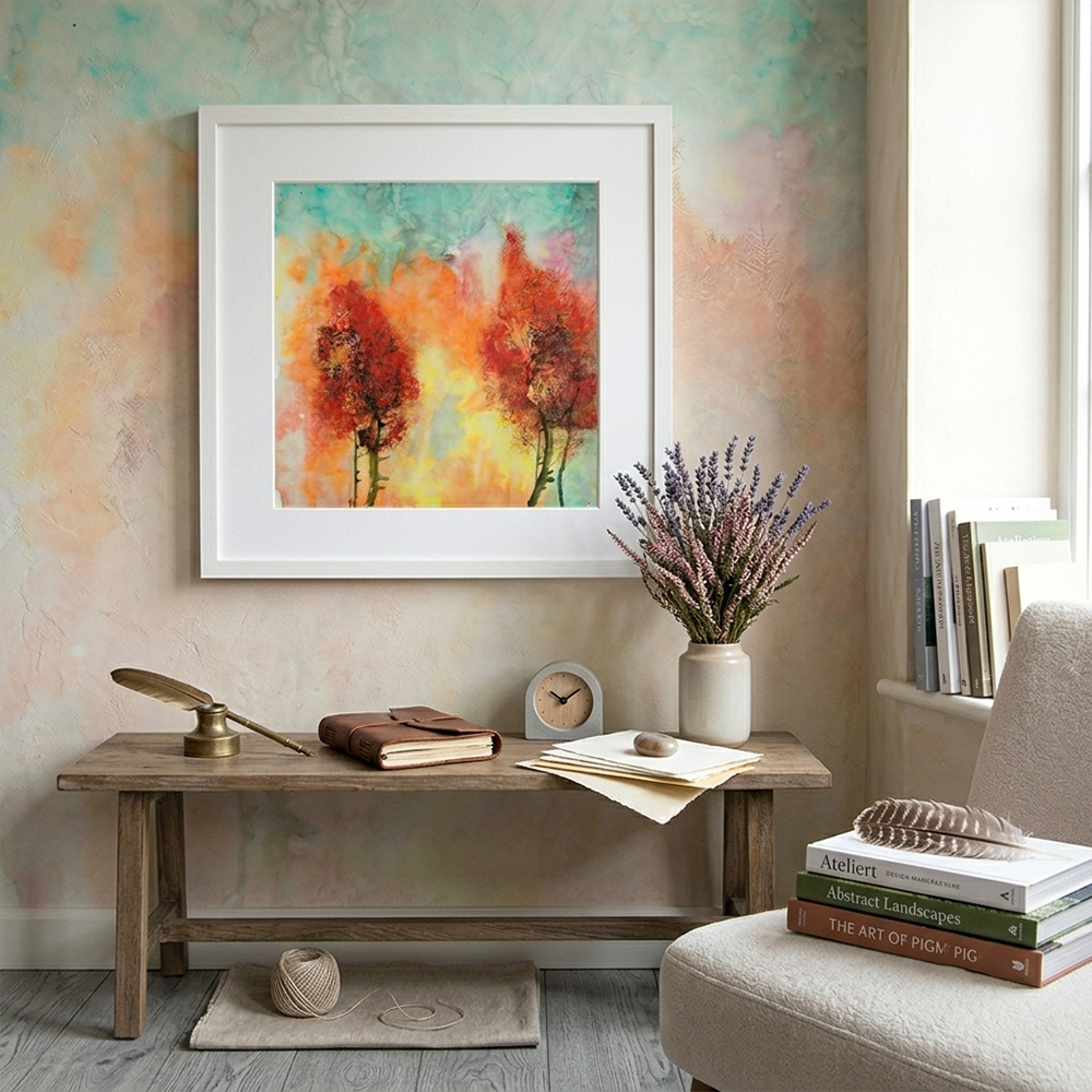 Flat Art | Blazing Maple Woods Bathed in Sunset Glow
