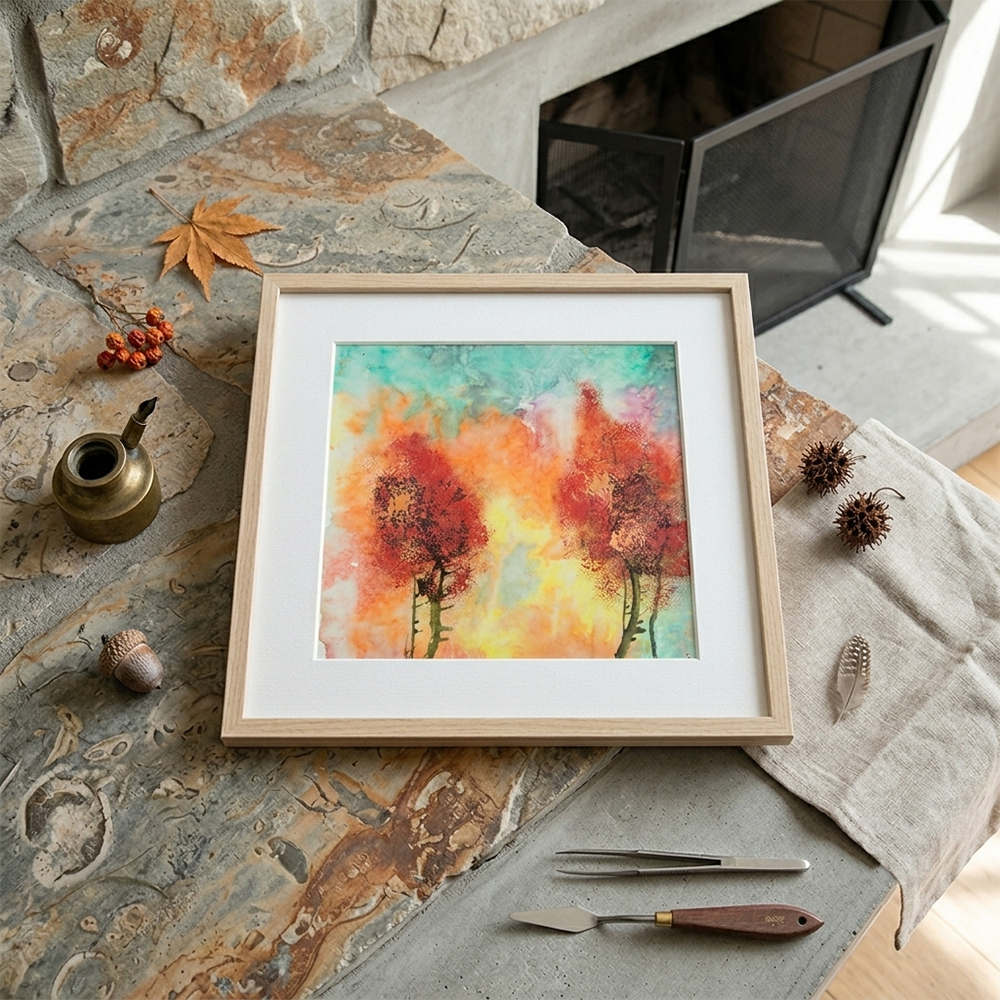 Flat Art | Blazing Maple Woods Bathed in Sunset Glow