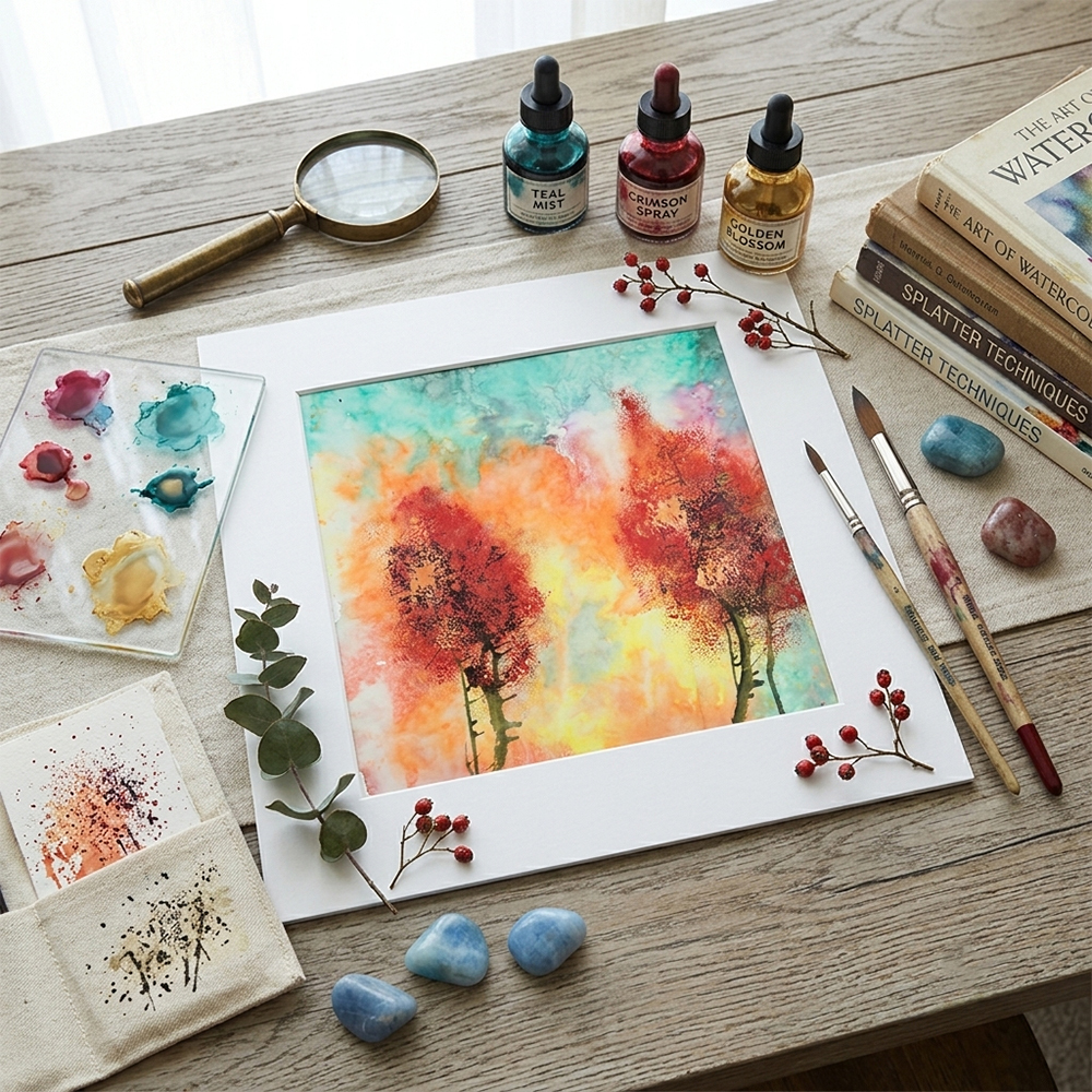 Flat Art | Blazing Maple Woods Bathed in Sunset Glow