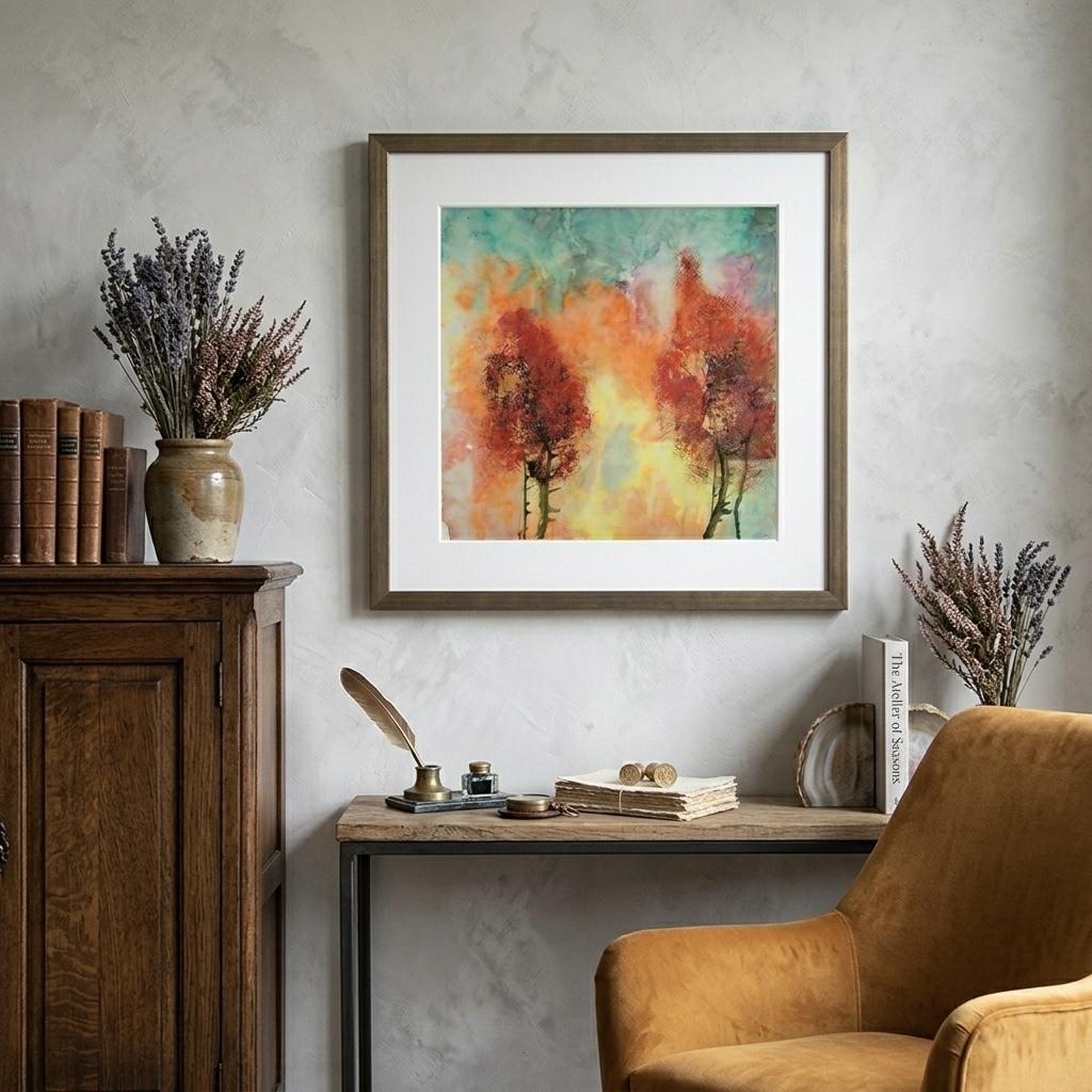 Flat Art | Blazing Maple Woods Bathed in Sunset Glow