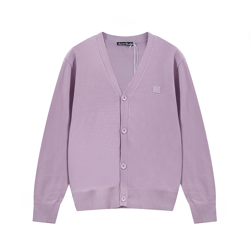 Acne Studios AC smiley face embroidered small square cardigan jacket women's 2 versatile spring and autumn new tops trendy brand knitted sweater Korean version sweater