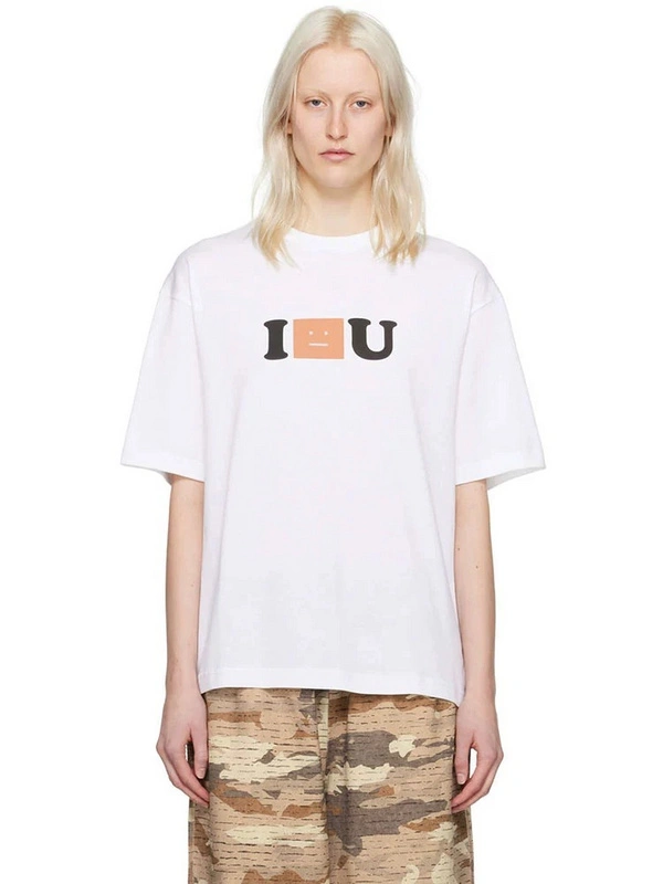 Acne Studios Ac high street hand-painted graffiti sparkling smiley face expression short sleeve loose sports leisure versatile men and women couples same style