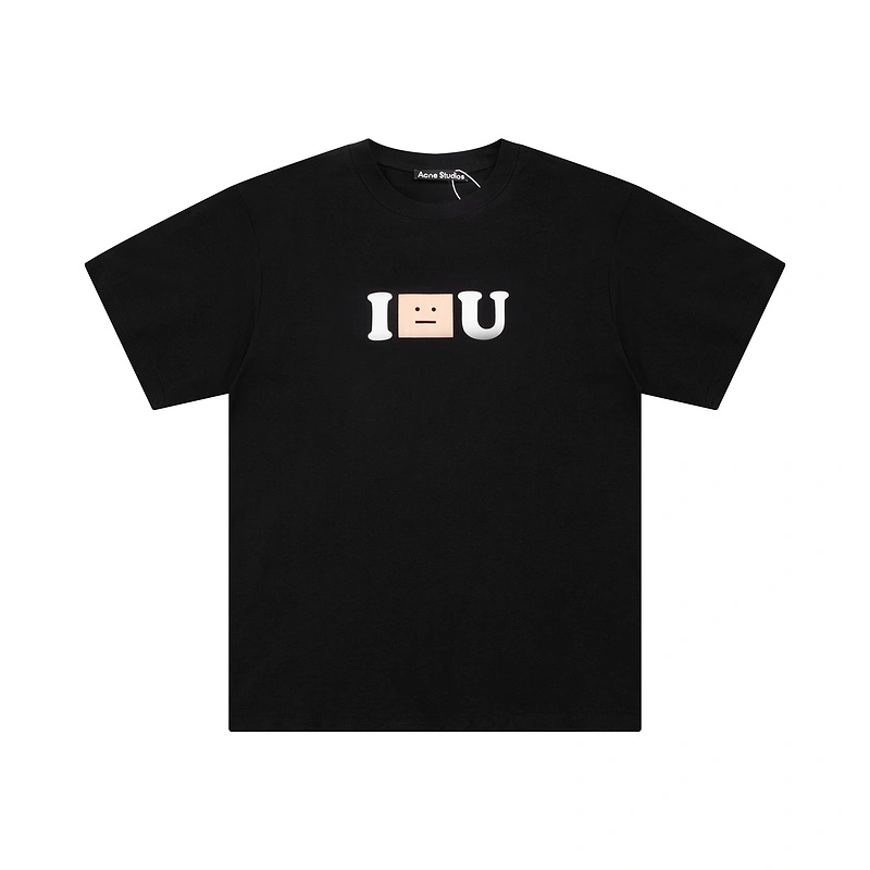 Acne Studios Ac high street hand-painted graffiti sparkling smiley face expression short sleeve loose sports leisure versatile men and women couples same style