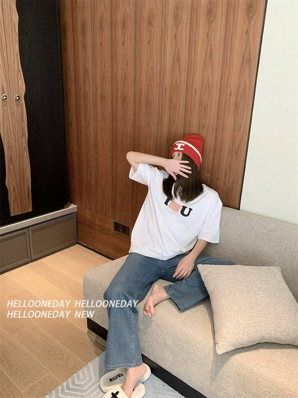 Acne Studios Ac high street hand-painted graffiti sparkling smiley face expression short sleeve loose sports leisure versatile men and women couples same style