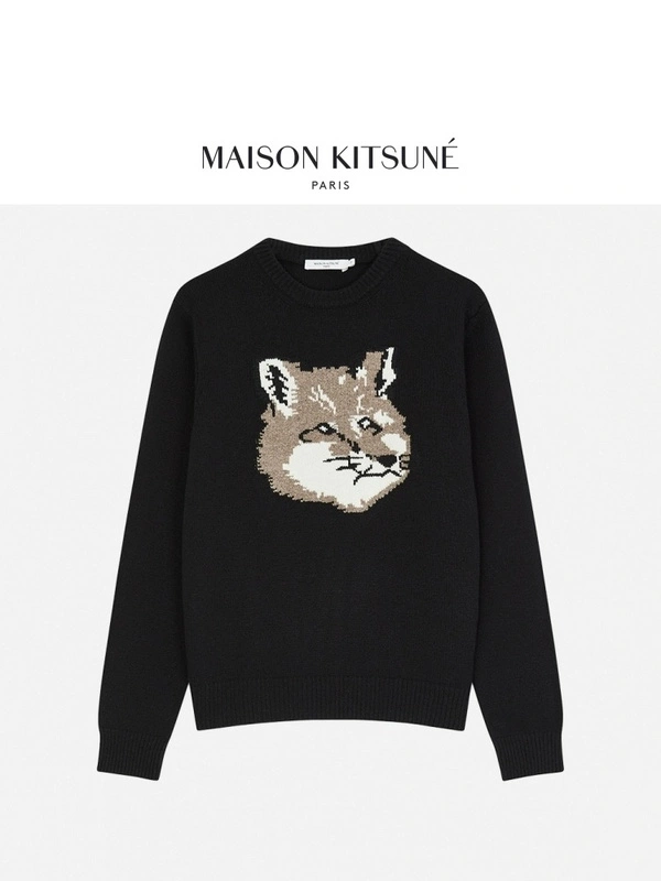 MAISON KITSUNE Autumn and winter MK fox head series 4 high street v-neck single-breasted knitted sweater cardigan couple men's and women's same sweater