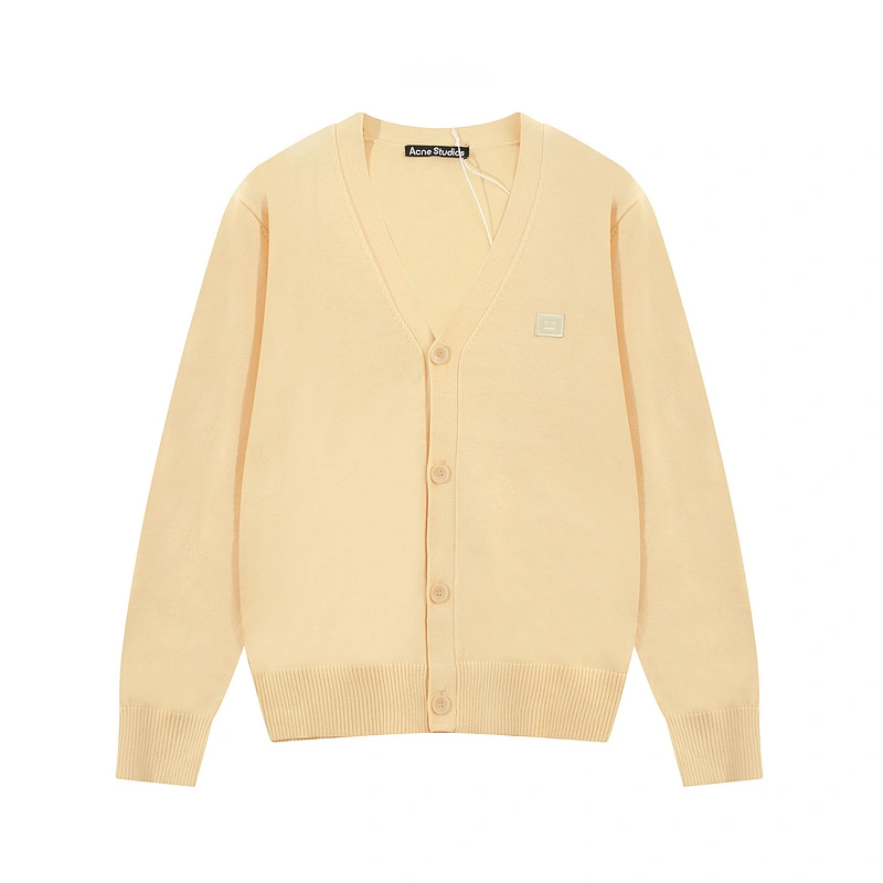 Acne Studios AC smiley face embroidered small square cardigan jacket women's 2 versatile spring and autumn new tops trendy brand knitted sweater Korean version sweater