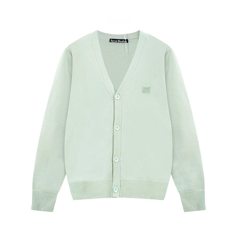 Acne Studios AC smiley face embroidered small square cardigan jacket women's 2 versatile spring and autumn new tops trendy brand knitted sweater Korean version sweater