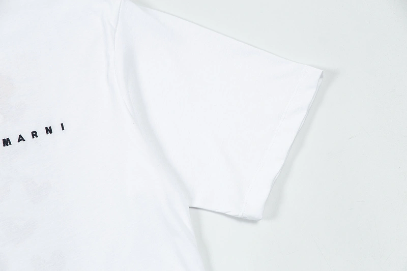 MARNI European and American niche Marina 2024 early spring new women's half circle letter LOGO short sleeve couple casual crew neck T-shirt