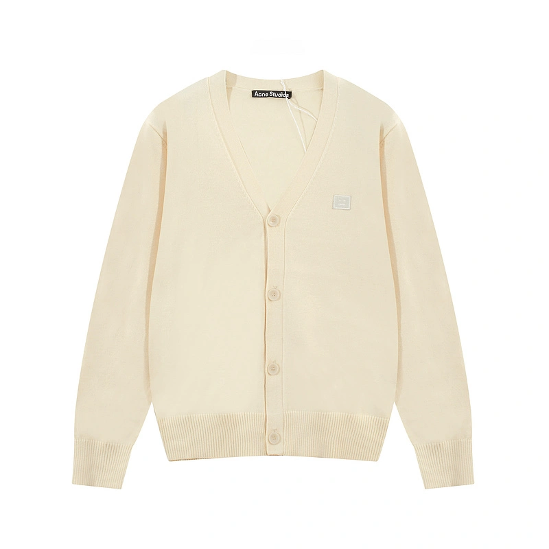 Acne Studios AC smiley face embroidered small square cardigan jacket women's 2 versatile spring and autumn new tops trendy brand knitted sweater Korean version sweater
