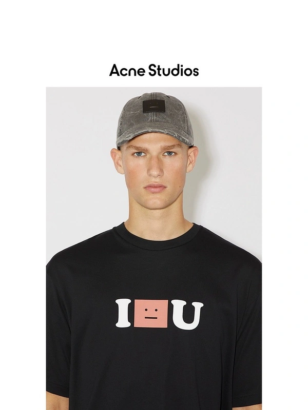 Acne Studios Ac high street hand-painted graffiti sparkling smiley face expression short sleeve loose sports leisure versatile men and women couples same style