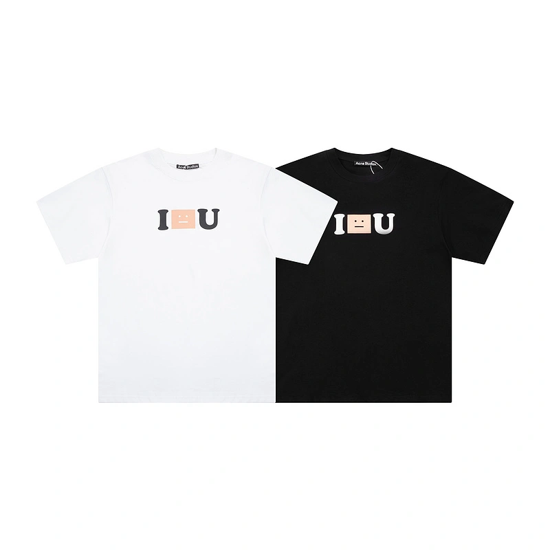 Acne Studios Ac high street hand-painted graffiti sparkling smiley face expression short sleeve loose sports leisure versatile men and women couples same style