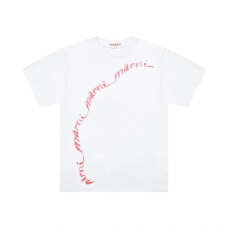 MARNI Niche trendy brand short-sleeved MARNI short-sleeved letter-printed short-sleeved men's and women's same casual sports half-sleeved T