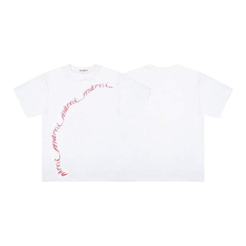 MARNI Niche trendy brand short-sleeved MARNI short-sleeved letter-printed short-sleeved men's and women's same casual sports half-sleeved T