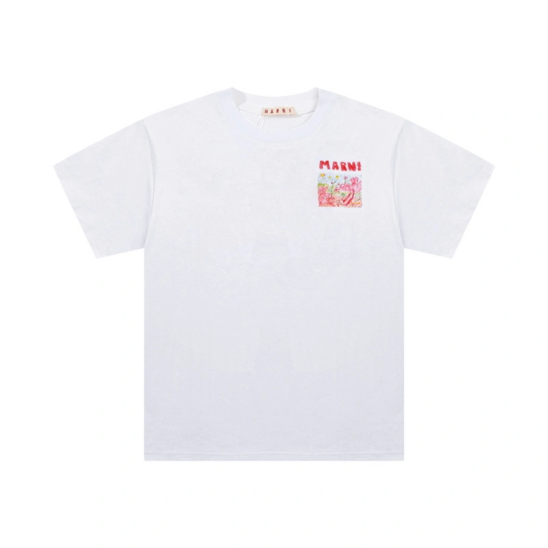 MARNI Niche trendy brand MARNI summer new short-sleeved loose cursive letter printing star with the same round neck short-sleeved T-shirt