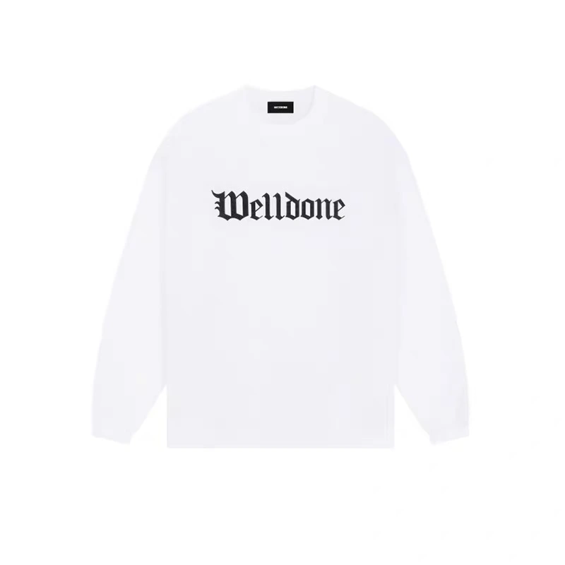 WE11DONE 24 autumn and winter round neck Sanskrit letter printing loose long-sleeved T-shirt for men and women couples trendy