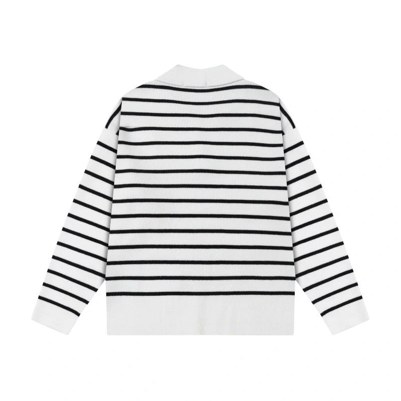 Ami Paris Autumn collar sweater for men, trendy and high-end, loose and contrasting striped knit sweater, long sleeved inner layer