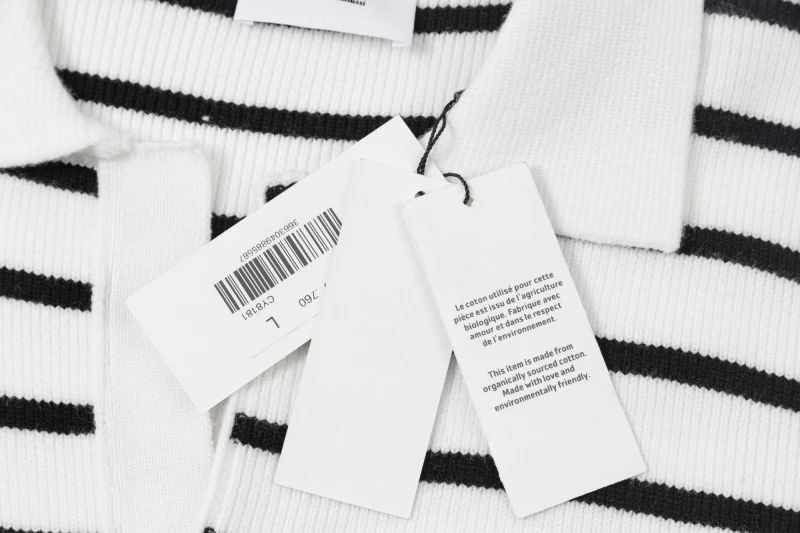 Ami Paris Autumn collar sweater for men, trendy and high-end, loose and contrasting striped knit sweater, long sleeved inner layer