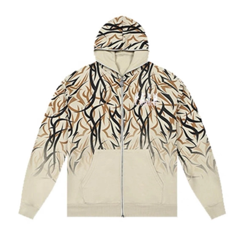 MEDMXCLOTTEE Gradient Thorn Zipper Hoodie for Men and Women, Autumn Hoodie