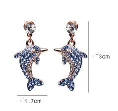 Graceful Crystal Animal Dolphin Earrings
