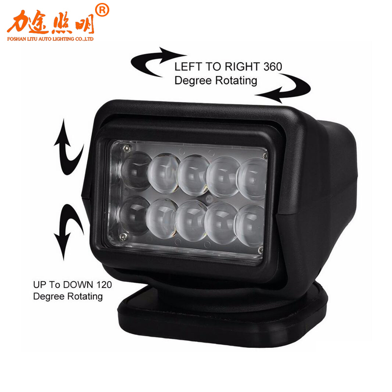 50W 360 degree Rotating LED Search Light with Wireless Remote Control Magnet Base