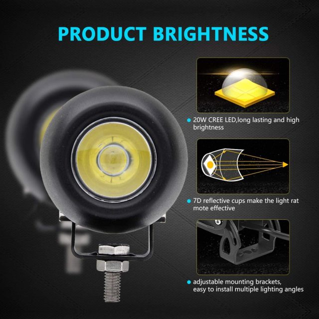 OFFROADTOWN 3 Inch 50W Driving Lights Round LED Cubes Spot Beam LED Work Light Small Fog Lights for Motorcycle Off road Truck UTV ATV SUV Jeep Boat