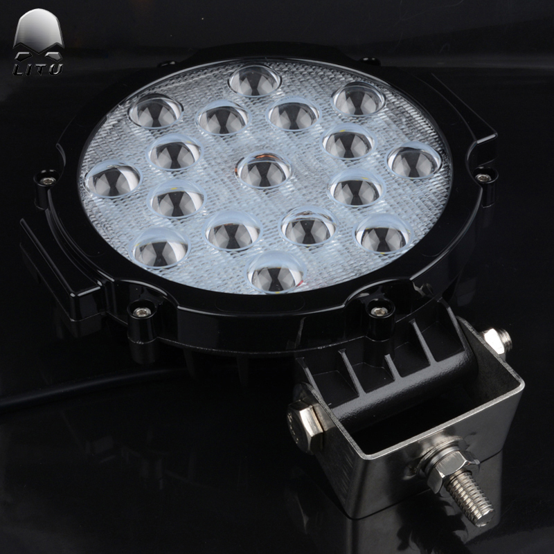LITU 7 inch 51W LED Driving Lights Round LED Pods Light for Offroad Truck Tractor