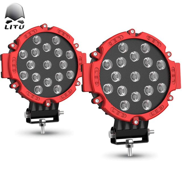 LITU 7 inch 51W LED Driving Lights Round LED Pods Light for Offroad Truck Tractor