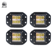 LITU 4 inch 18W LED Pods Lights with Ear LED Daytime Driving Light for Offroad Truck Motorycycles