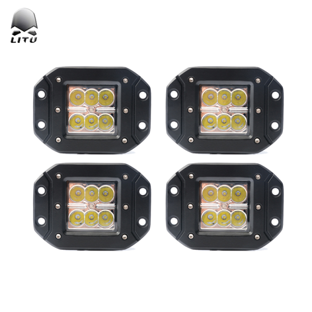 LITU 4 inch 18W LED Pods Lights with Ear LED Daytime Driving Light for Offroad Truck Motorycycles