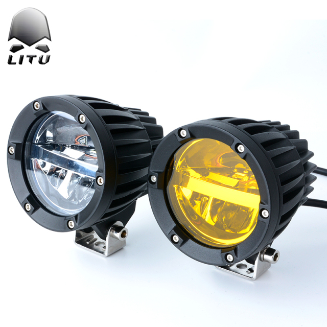 LITU High Low Beam Auto Projector 60W LED Work Lights Amber Lighting Motorcycles Headlights for Offroad Boat Marine Tractor