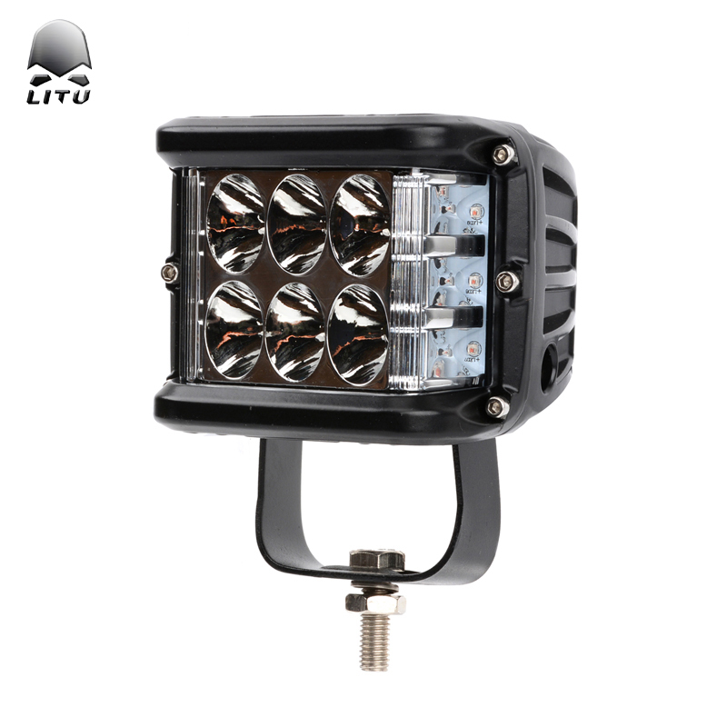 LITU 4 inch 36W LED Auxiliary Driving Spot Lights with Flashing Lights for Offroad Truck Tractor Motorcycles