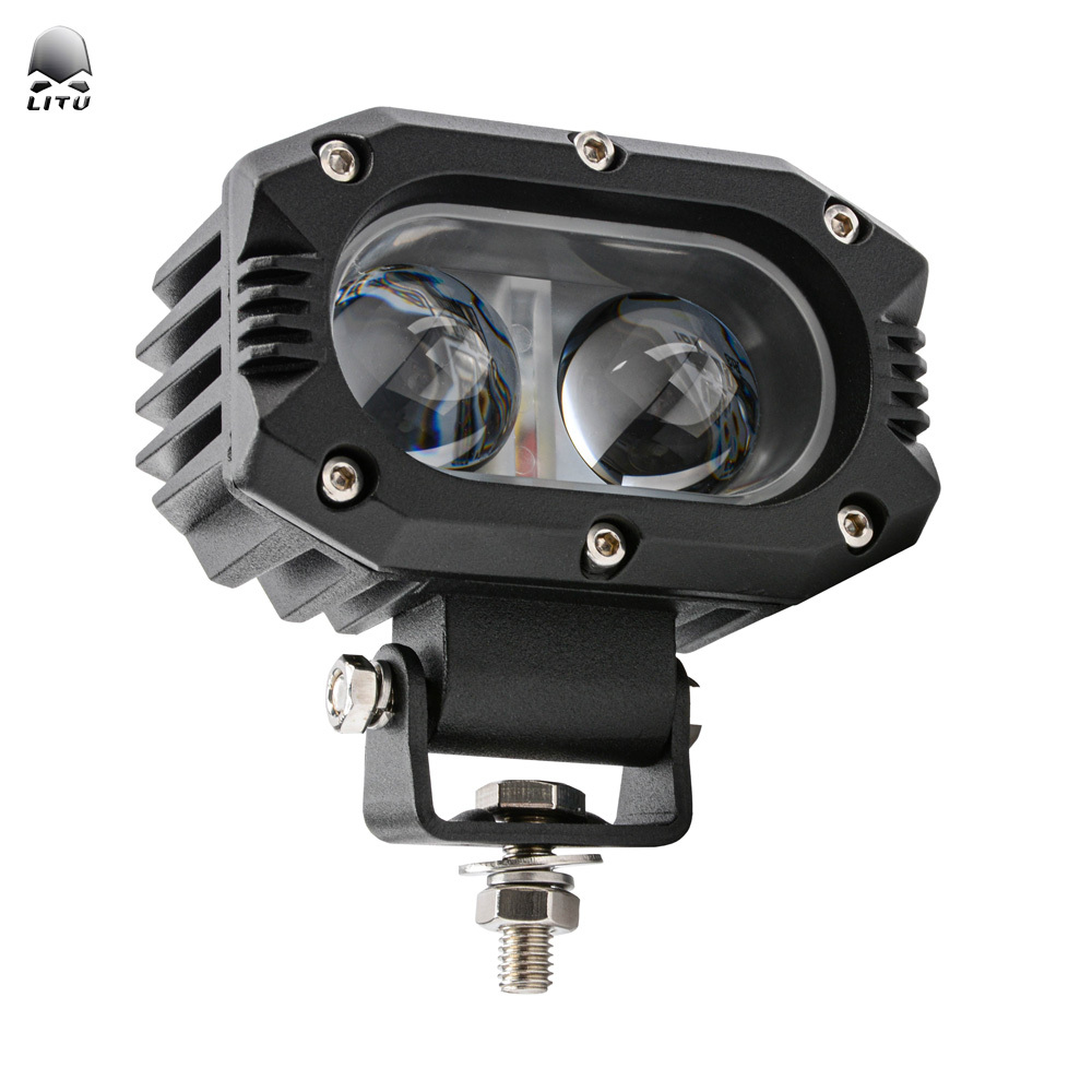 Spotlight 50W 4inch Dual Color amber led strobe lights 12v led work light waterproof ip68 led driving lights For trucks vehicles