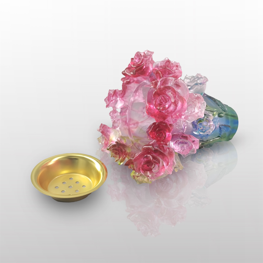Custom Wholesale Decorative Rose Shaped Vase Crystal Crafts For High-end Home Decor