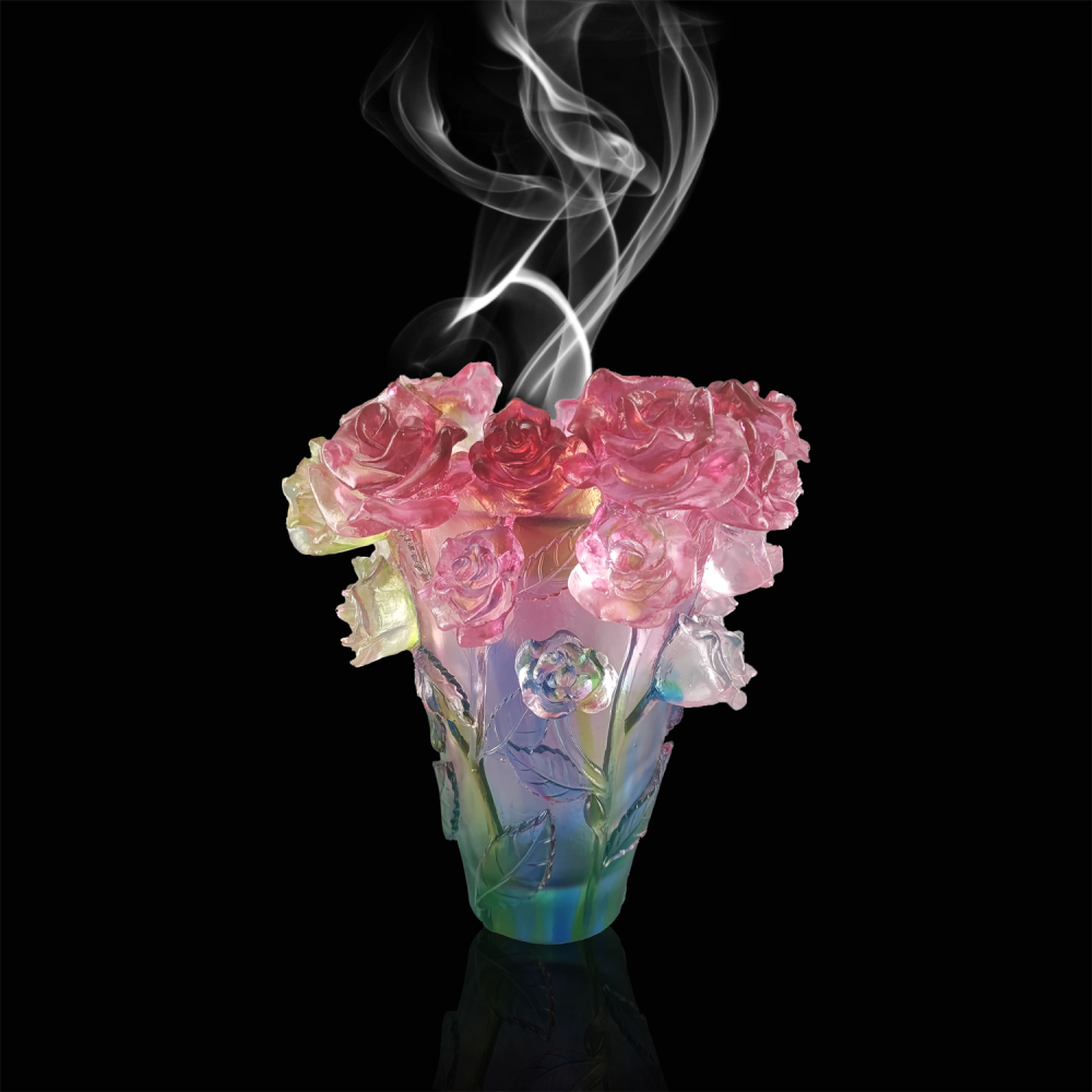 Custom Wholesale Decorative Rose Shaped Vase Crystal Crafts For High-end Home Decor
