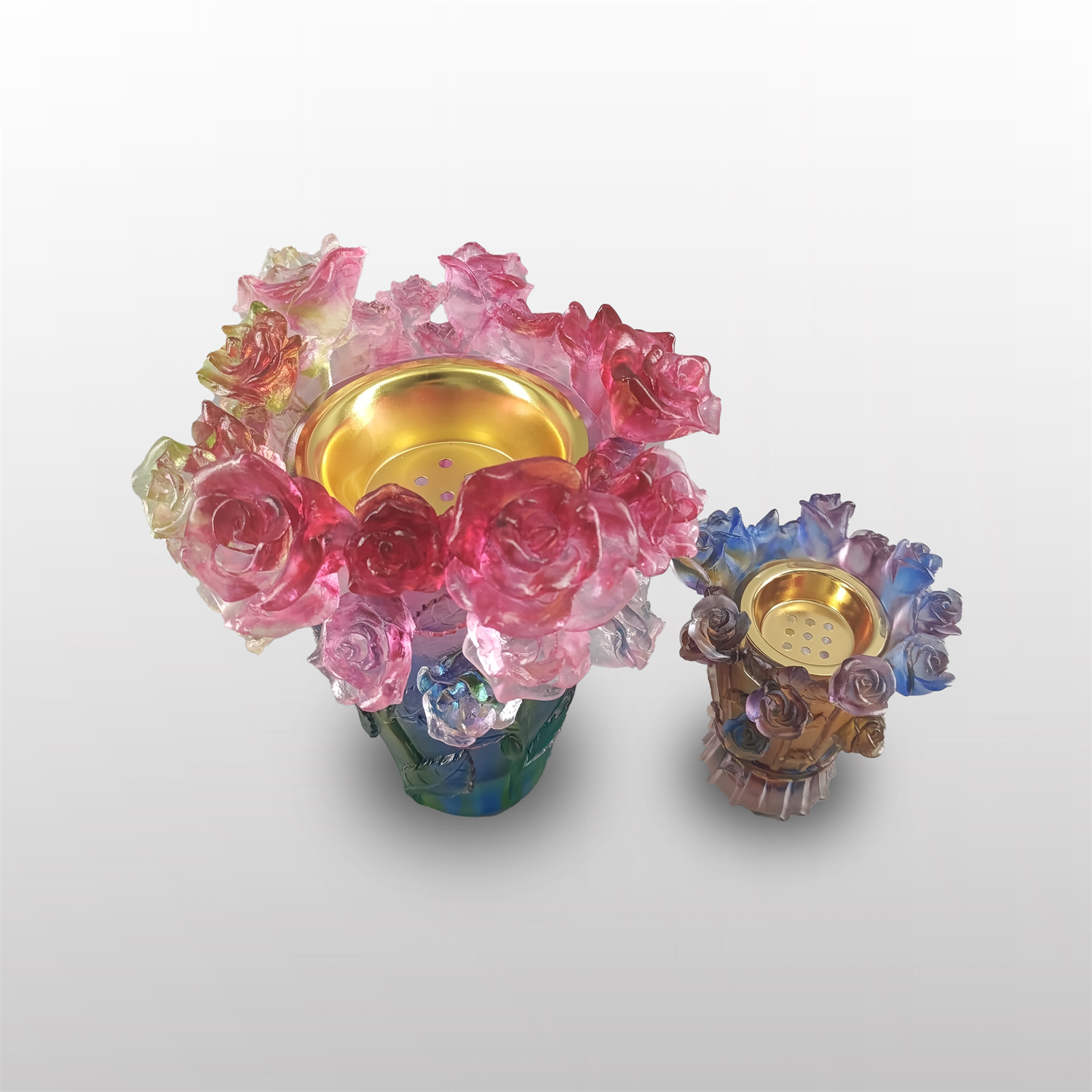 Favourable Price Large Rose Crystal Vase Mini Rose Crystal Incense Burner Is Also Used As A Wedding Giveaways