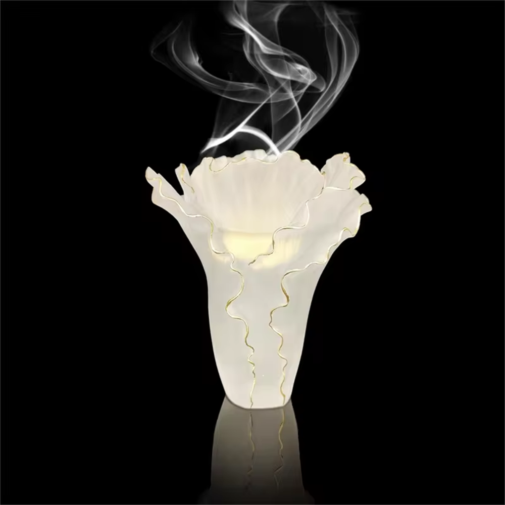 Arabic Style Crystal Incense Burner Handmade Glass Vase For Home Decor