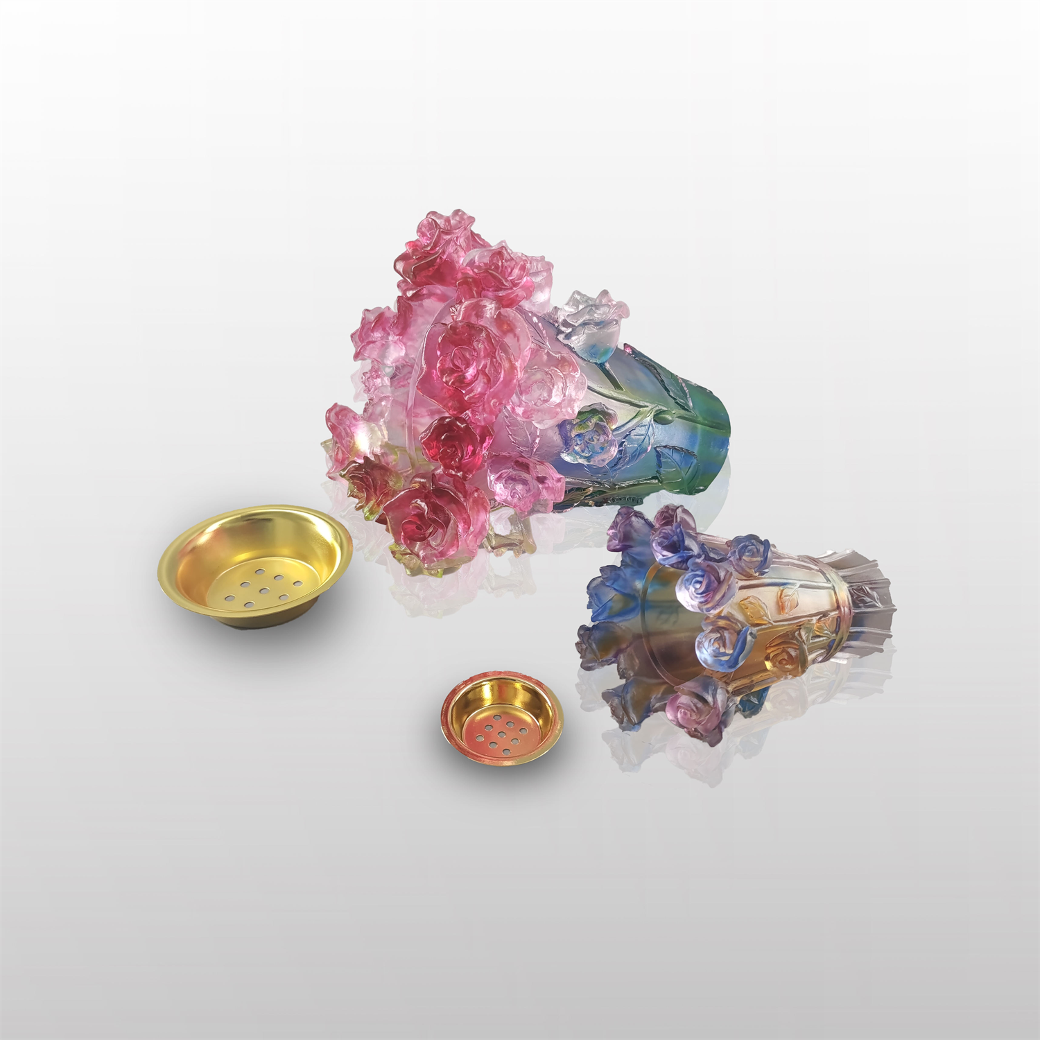 Favourable Price Large Rose Crystal Vase Mini Rose Crystal Incense Burner Is Also Used As A Wedding Giveaways