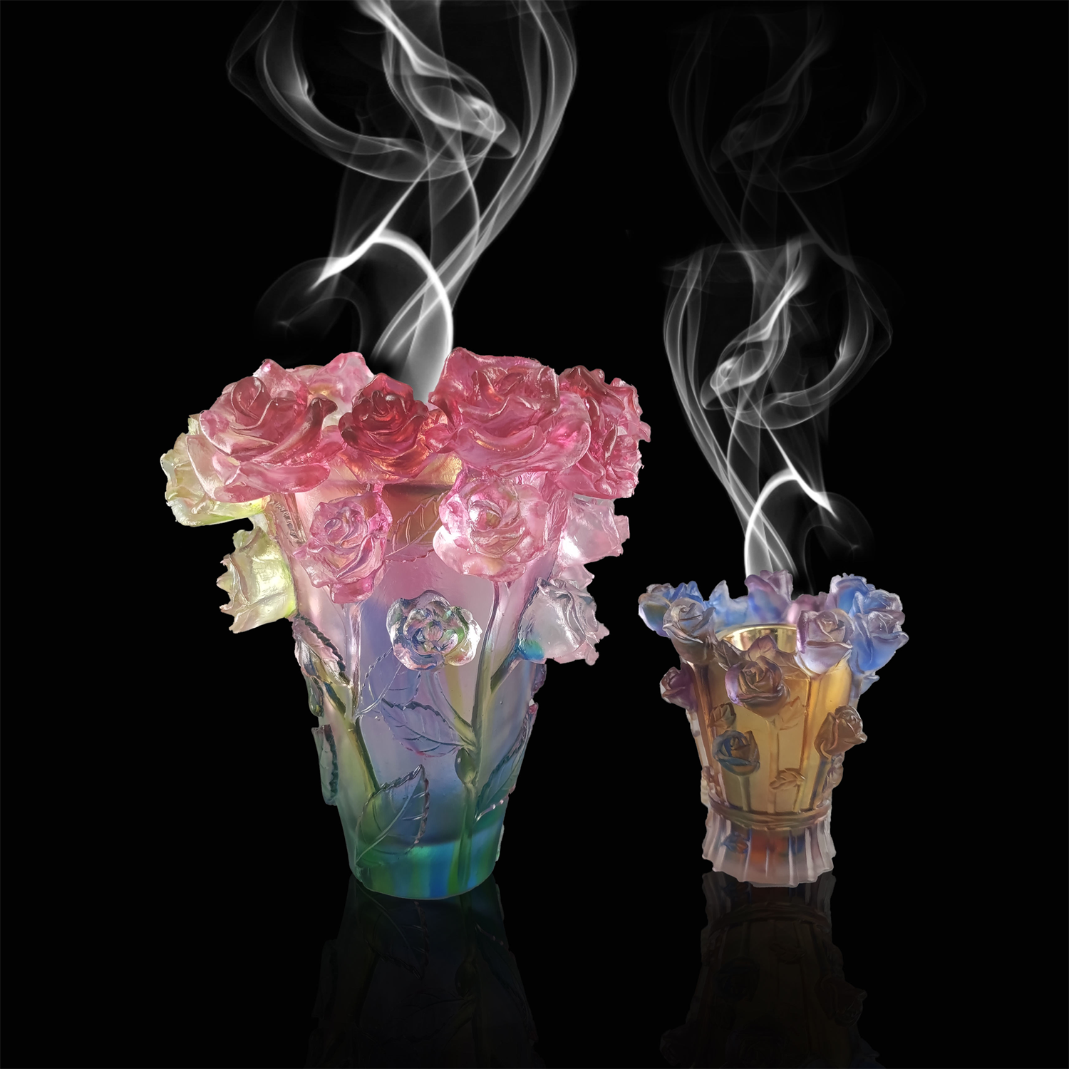 Favourable Price Large Rose Crystal Vase Mini Rose Crystal Incense Burner Is Also Used As A Wedding Giveaways
