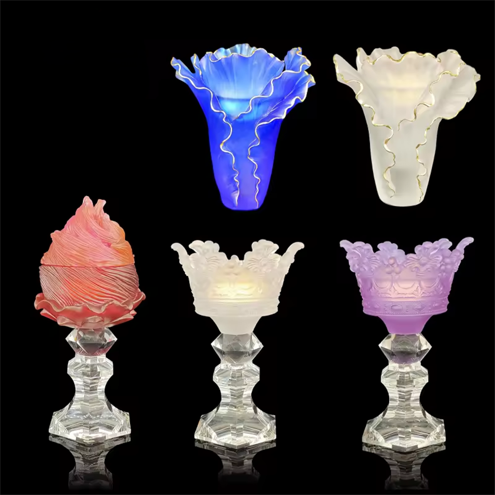Handmade crystal evaporator poppy medkhan burner colorful crystal vase mabkhara crystal burner
