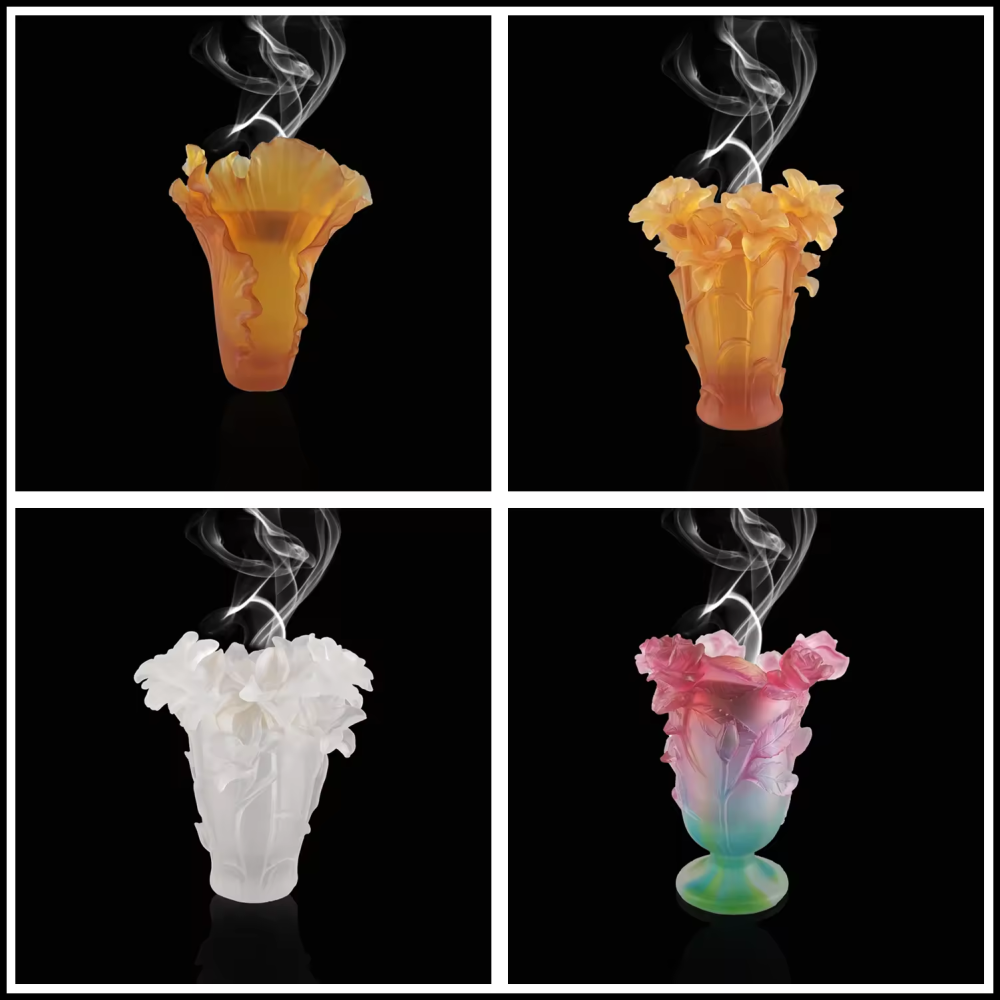 2022 latst arabic style crystal flower shape incense mubkhar beautiful glass burner