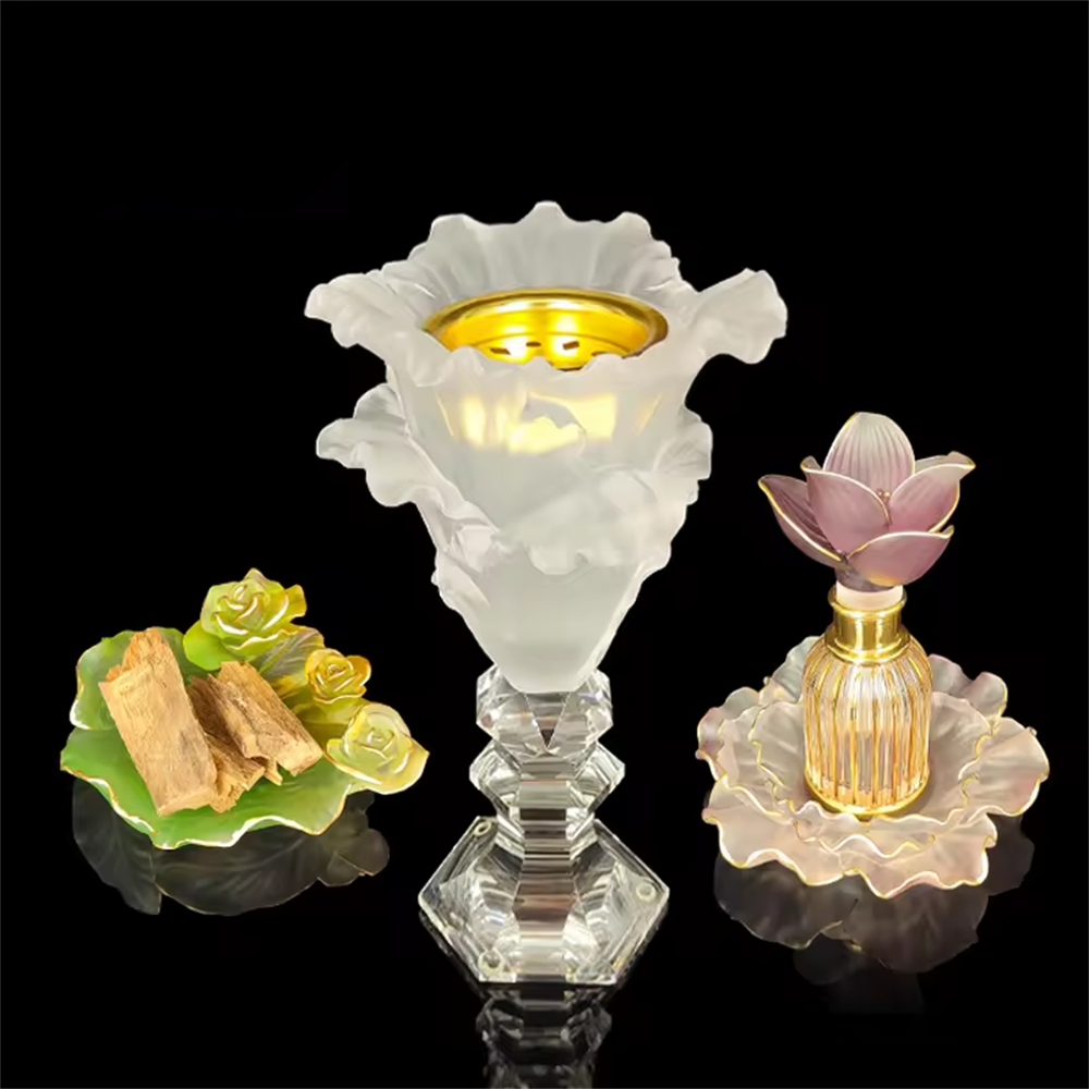Handmade Crystal Perfume Bottle Medkhan Mubkhar Bakhoor Burner Crystal Vase Mabkhara Crystal Burner Plate