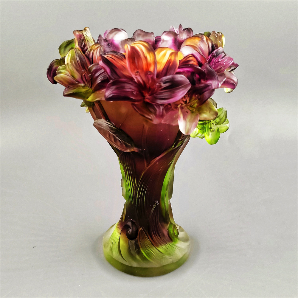 Handmade crystal daffodils medkhan burner colorful crystal daffodils vase gift Liuli